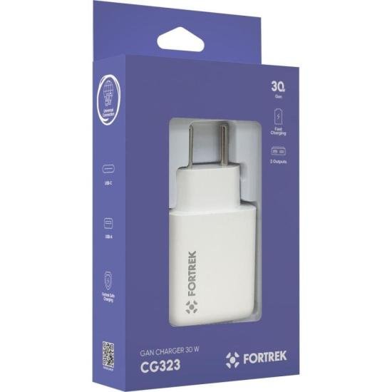 Carregador GaN Universal DUPLO USB-C e USB-A Fortrek CG323 30W  por 76,70 à vista no boleto/pix ou parcele em até 3x sem juros. Compre na loja Fortrek!
