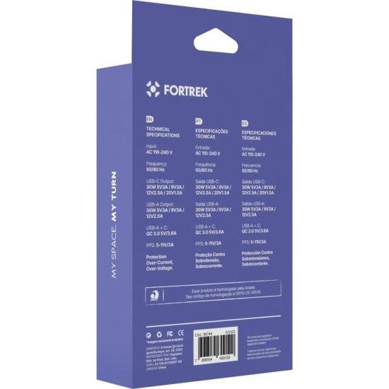Carregador GaN Universal DUPLO USB-C e USB-A Fortrek CG323 30W  por 76,70 à vista no boleto/pix ou parcele em até 3x sem juros. Compre na loja Fortrek!