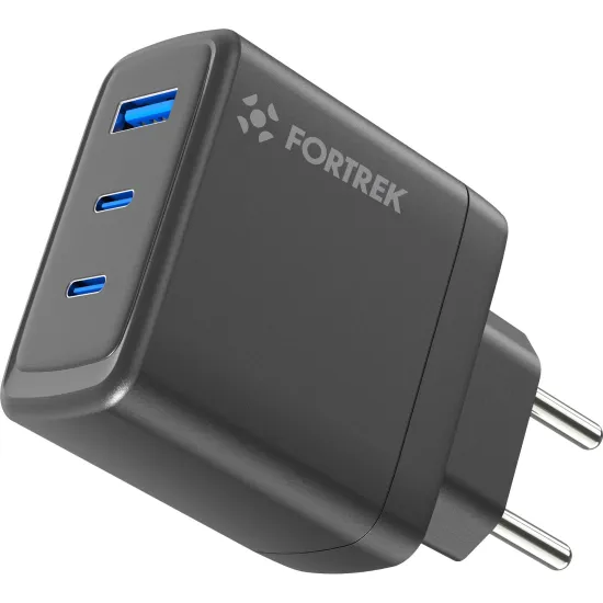 Carregador Universal TRIPLO USB-C e USB-A Fortrek CG633 65W  (85745)
