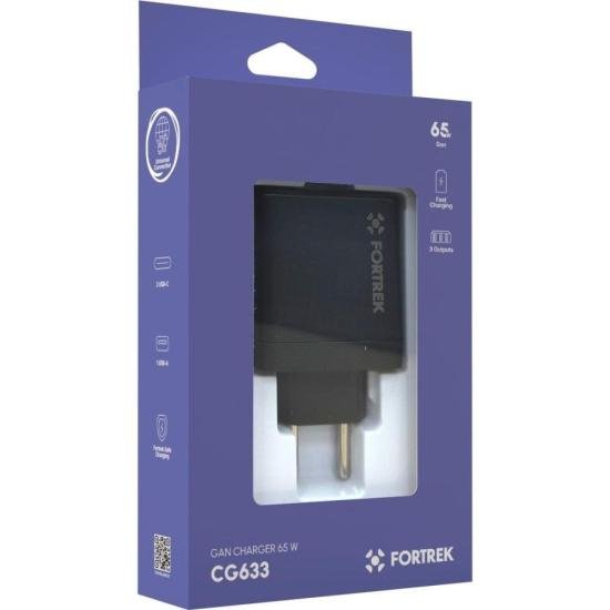 Carregador GaN Universal TRIPLO USB-C e USB-A Fortrek CG633 65W  por 122,79 à vista no boleto/pix ou parcele em até 4x sem juros. Compre na loja Fortrek!