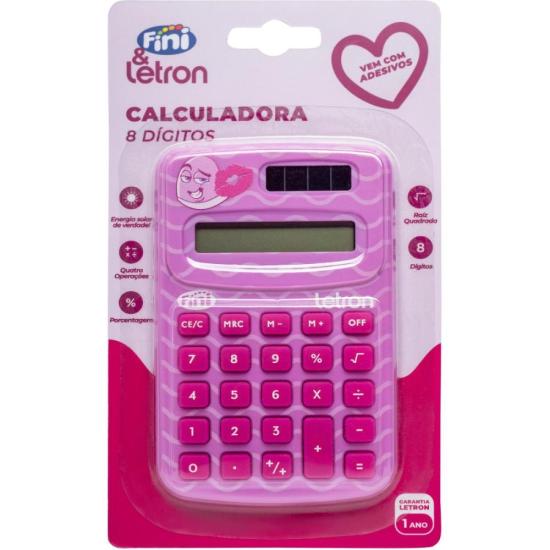 Calculadora de Bolso Letron Fini 8 Dígitos Rosa por 40,00 à vista no boleto/pix ou parcele em até 1x sem juros. Compre na loja Mundomax!