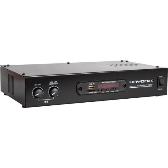 Amplificador Hayonik Compact 1000 80W RMS Com Bluetooth por 799,90 à vista no boleto/pix ou parcele em até 10x sem juros. Compre na loja Mundomax!