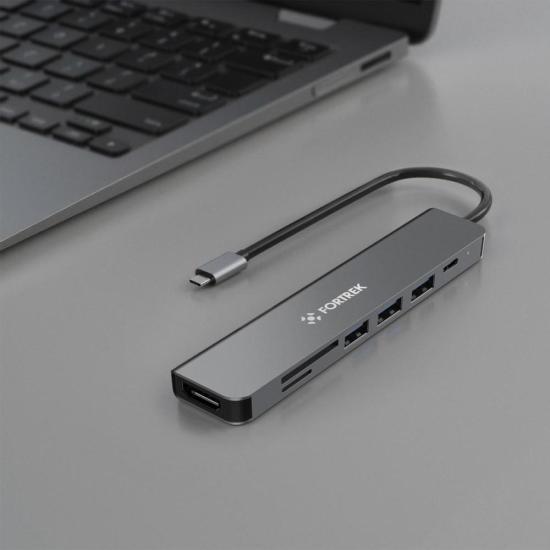 Hub USB-C 7 Portas Fortrek DC75 por 92,47 à vista no boleto/pix ou parcele em até 3x sem juros. Compre na loja Fortrek!