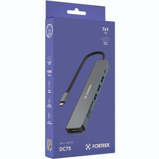 Hub Adaptador USB-C 7 Portas HDMI USB-C 3x USB-A SD TF Fortrek DC75 por 89,00 à vista no boleto/pix ou parcele em até 3x sem juros. Compre na loja Mundomax!