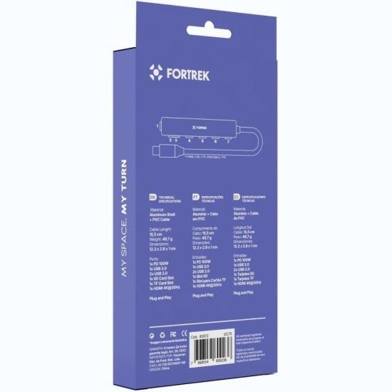 Hub Adaptador USB-C 7 Portas HDMI USB-C 3x USB-A SD TF Fortrek DC75 por 89,00 à vista no boleto/pix ou parcele em até 3x sem juros. Compre na loja Mundomax!