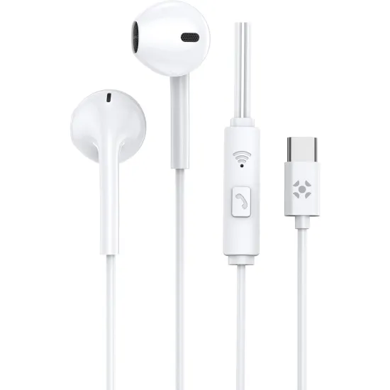 Fone de Ouvido Auricular Com Fio Tipo-C Fortrek EB210 Branco (85974)
