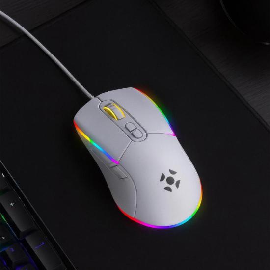 Mouse Gamer Com Fio Fortrek Striker Branco por 70,86 à vista no boleto/pix ou parcele em até 2x sem juros. Compre na loja Fortrek!