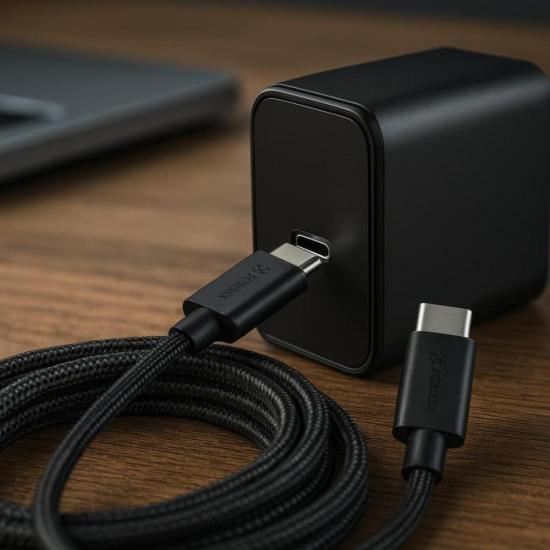 Cabo USB-C Para USB-C Fortrek U221 1 Metro Preto por 11,00 à vista no boleto/pix ou parcele em até 1x sem juros. Compre na loja Mundomax!