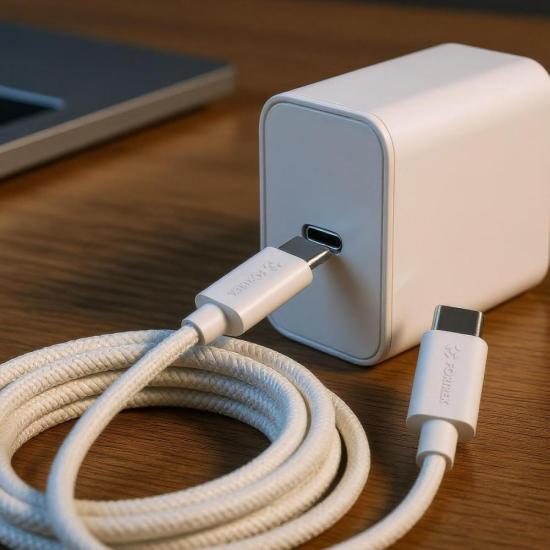 Cabo USB-C Para USB-C Fortrek U221 1 Metro Branco por 11,00 à vista no boleto/pix ou parcele em até 1x sem juros. Compre na loja Mundomax!