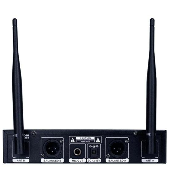 Microfone Kadosh Sem Fio K392M UHF Duplo Bastão - Mundomax