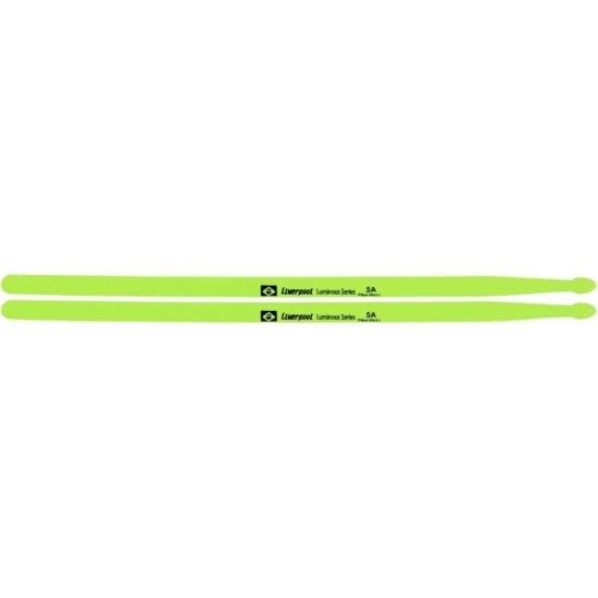 Baqueta Para Bateria Luminous Fiber Neon Verde 5A Liverpool por 45,00 à vista no boleto/pix ou parcele em até 1x sem juros. Compre na loja Mundomax!