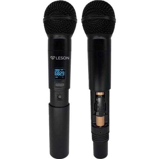 Microfone Duplo Sem Fio Leson LS902 Digital Preto por 666,00 à vista no boleto/pix ou parcele em até 10x sem juros. Compre na loja Mundomax!