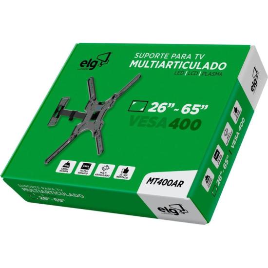 Suporte Para TV Articulado ELG MT400AR 26-65\" Preto por 110,00 à vista no boleto/pix ou parcele em até 4x sem juros. Compre na loja Mundomax!