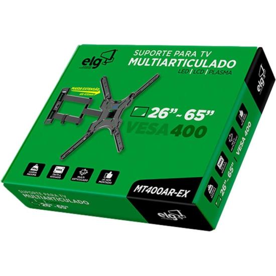 Suporte Para TV Multiarticulado ELG MT400AR-EX 26-65\" Preto por 139,00 à vista no boleto/pix ou parcele em até 5x sem juros. Compre na loja Mundomax!