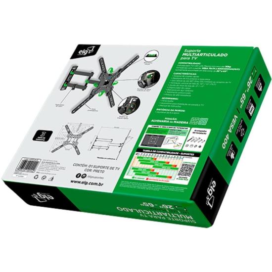 Suporte Para TV Multiarticulado ELG MT400AR-EX 26-65\" Preto por 139,00 à vista no boleto/pix ou parcele em até 5x sem juros. Compre na loja Mundomax!
