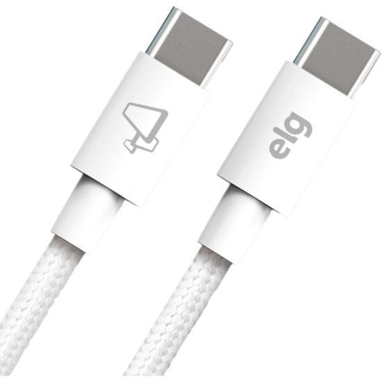 Cabo Tipo C X Tipo C TC60 1 Metro Branco ELG por 55,00 à vista no boleto/pix ou parcele em até 2x sem juros. Compre na loja Mundomax!