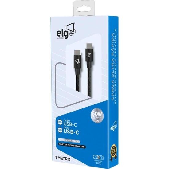 Cabo Tipo C x Tipo C TC60 1 Metro Preto ELG por 50,00 à vista no boleto/pix ou parcele em até 2x sem juros. Compre na loja Mundomax!