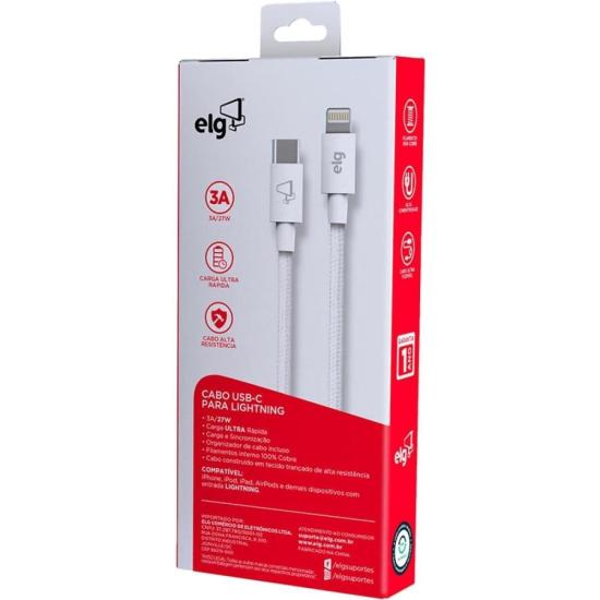 Cabo Tipo C X Lightning TCL10P 2 Metro Branco ELG por 50,00 à vista no boleto/pix ou parcele em até 2x sem juros. Compre na loja Mundomax!