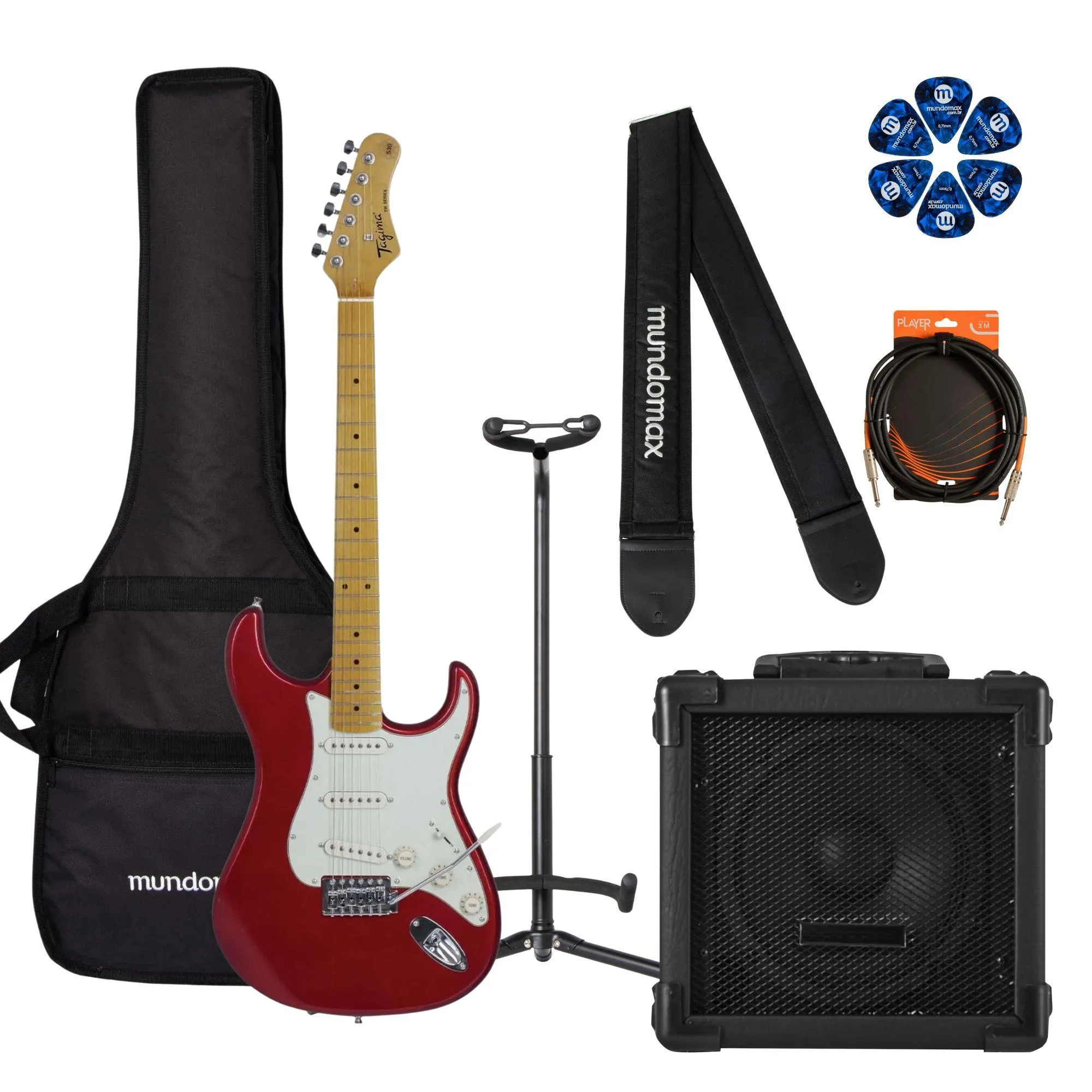 Kit Guitarra Tagima MG30 Memphis Fiesta Red + Cubo + Acessórios por 1.587,00 à vista no boleto/pix ou parcele em até 12x sem juros. Compre na loja Mundomax!