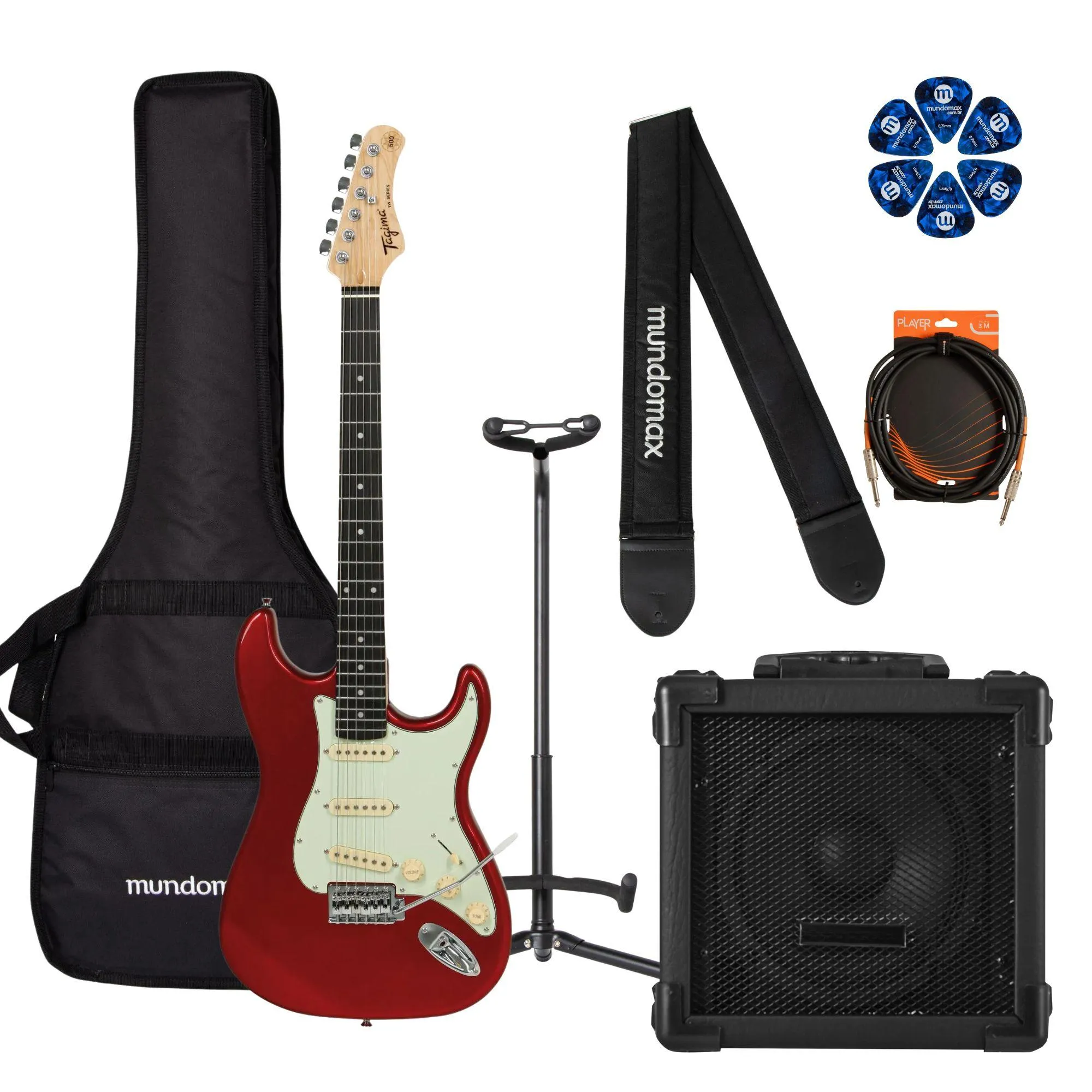 Kit Guitarra Tagima TG-500 Candy Apple E/AWH + Cubo + Acessórios por 1.792,00 à vista no boleto/pix ou parcele em até 12x sem juros. Compre na loja Mundomax!