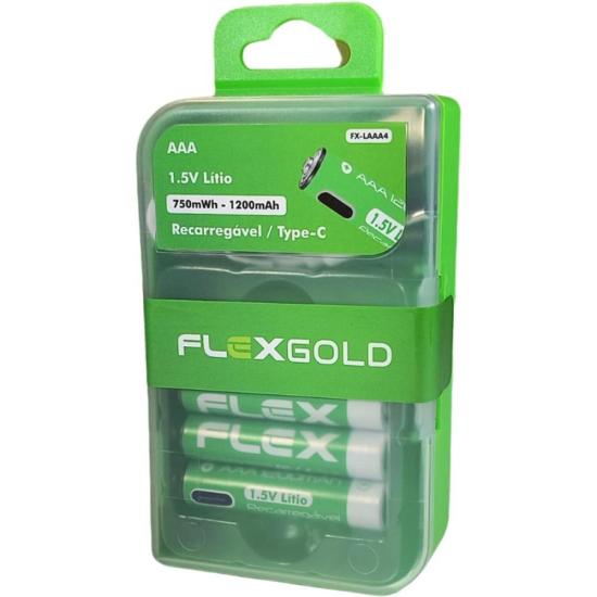 Pilha Recarregável AAA 1.5V 1200mAh (C/4 Pilhas) Flex por 90,00 à vista no boleto/pix ou parcele em até 3x sem juros. Compre na loja Mundomax!