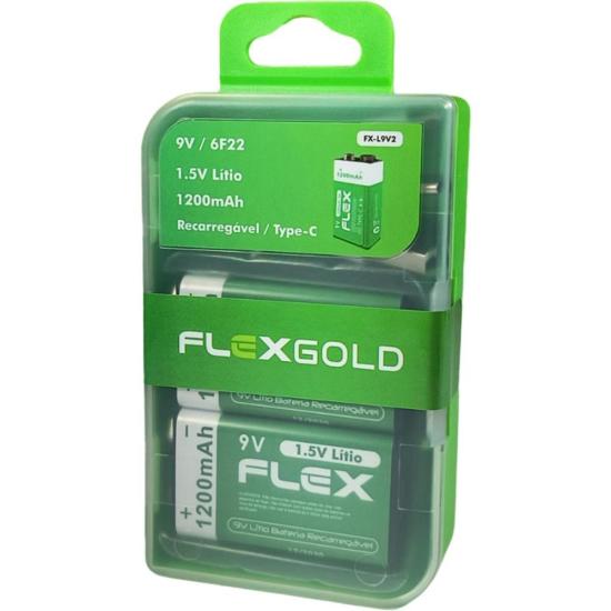 Bateria Recarregável 9V 1.5V 1200mAh (C/2 Baterias) Flex por 80,00 à vista no boleto/pix ou parcele em até 3x sem juros. Compre na loja Mundomax!