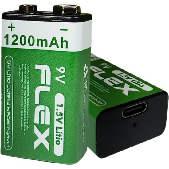Bateria Recarregável 9V 1.5V 1200mAh (C/1 Bateria) Flex por 45,00 à vista no boleto/pix ou parcele em até 1x sem juros. Compre na loja Mundomax!