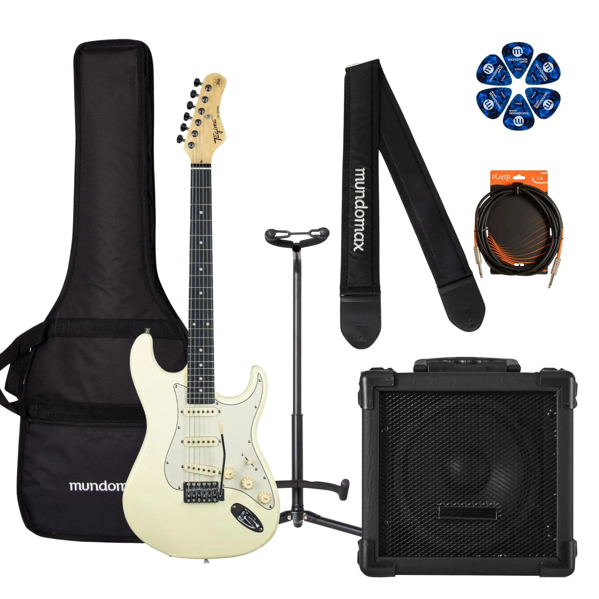 Kit Guitarra Tagima TG-500 Olympic White E/AWH + Cubo + Acessórios (86785)