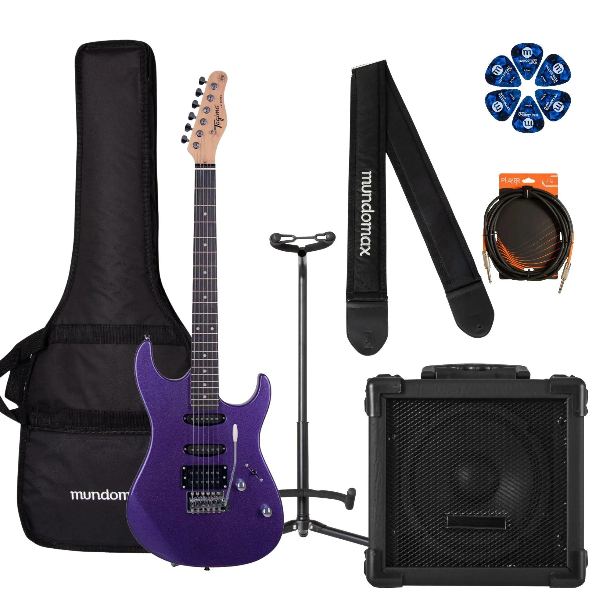 Kit Guitarra Tagima TG-510 Metallic Purple + Cubo + Acessórios (86786)