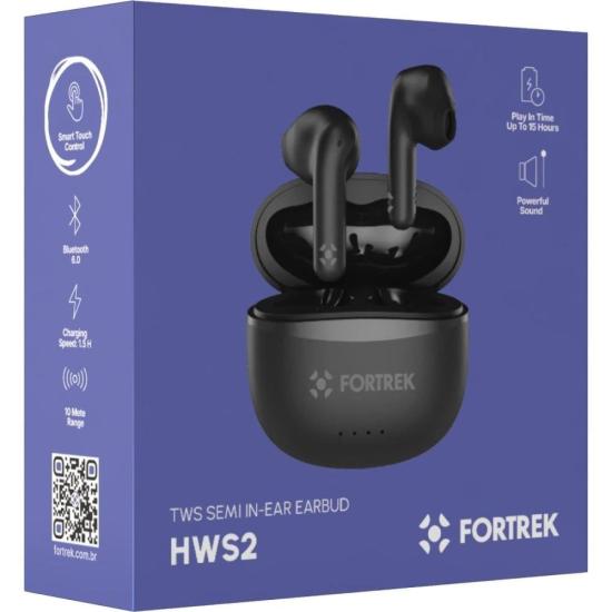 Fone de Ouvido TWS Auricular Fortrek HWS2 Bluetooth 6.0 Preto por 79,89 à vista no boleto/pix ou parcele em até 3x sem juros. Compre na loja Fortrek!