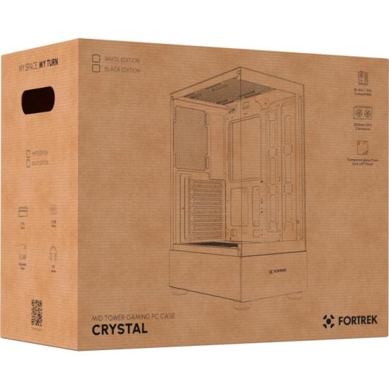 Gabinete Gamer Fortrek Crystal Mid Tower Branco por 214,95 à vista no boleto/pix ou parcele em até 8x sem juros. Compre na loja Fortrek!