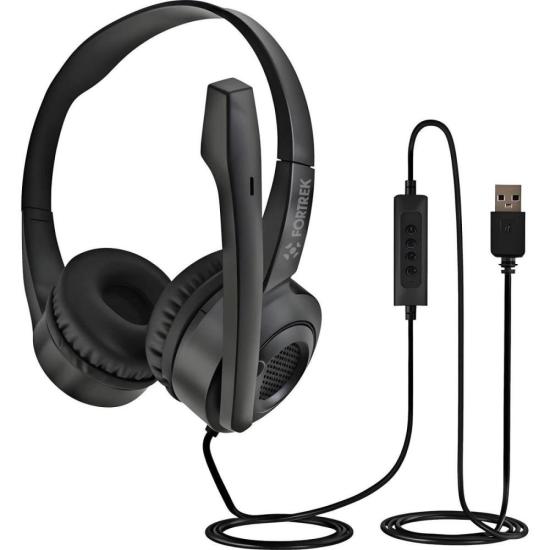 Headset Office com Microfone Fortrek HBS102 USB Preto por 90,00 à vista no boleto/pix ou parcele em até 3x sem juros. Compre na loja Mundomax!