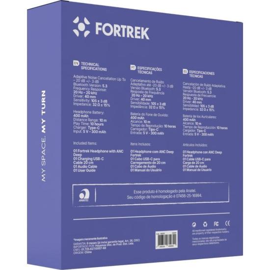 Headphone com Cancelamento de Ruído Fortrek Deep Preto por 199,00 à vista no boleto/pix ou parcele em até 7x sem juros. Compre na loja Mundomax!