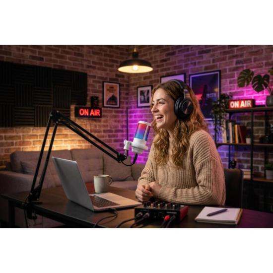 Microfone Gamer Fortrek MIC10 Branco por 204,19 à vista no boleto/pix ou parcele em até 8x sem juros. Compre na loja Fortrek!