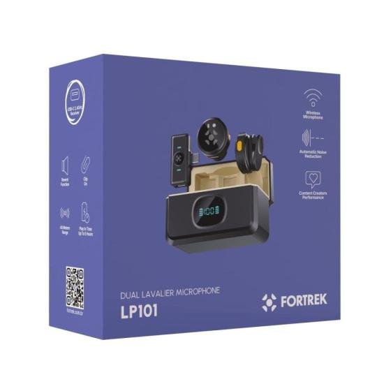 Microfone de Lapela Sem Fio Fortrek LP101 USB-C 2.4 GHz Preto por 0,00 à vista no boleto/pix ou parcele em até 1x sem juros. Compre na loja Fortrek!