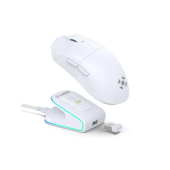 Mouse Wireless com Dock de Carregamento Magnético Fortrek Loyal Branco (86964)