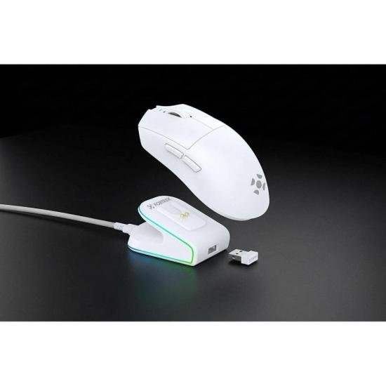 Mouse Wireless com Dock de Carregamento Magnético Fortrek Loyal Branco por 215,00 à vista no boleto/pix ou parcele em até 8x sem juros. Compre na loja Mundomax!