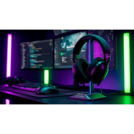 Suporte Para Headset RGB com Hub USB 2 entradas Fortrek Nexus por 150,43 à vista no boleto/pix ou parcele em até 6x sem juros. Compre na loja Fortrek!