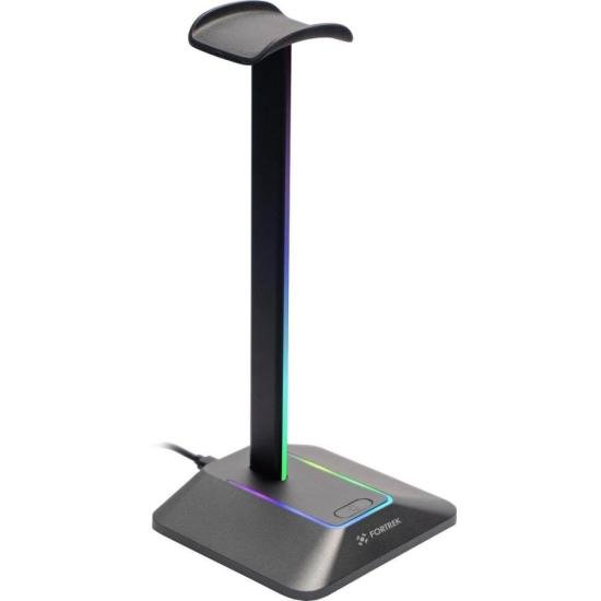 Suporte Para Headset RGB com Hub USB 2 entradas Fortrek Nexus por 150,43 à vista no boleto/pix ou parcele em até 6x sem juros. Compre na loja Fortrek!
