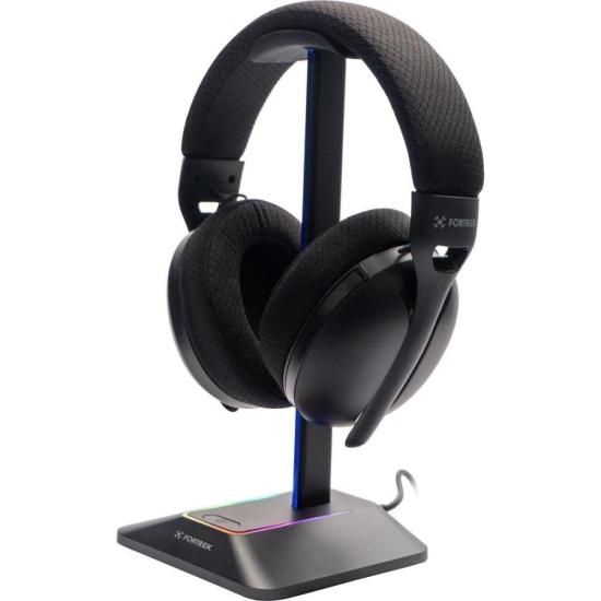 Suporte Para Headset RGB com Hub USB 2 entradas Fortrek Nexus por 150,43 à vista no boleto/pix ou parcele em até 6x sem juros. Compre na loja Fortrek!