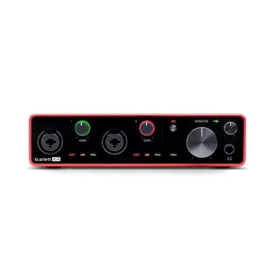Interface De Áudio Focusrite Scarlett 4i4 4th Gen 4 In 4 Out por 3.239,00 à vista no boleto/pix ou parcele em até 12x sem juros. Compre na loja Mundomax!
