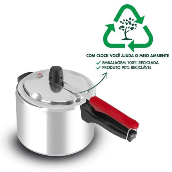Panela de Pressão Fechamento Interno Clock Eco 4,5L por 123,00 à vista no boleto/pix ou parcele em até 4x sem juros. Compre na loja Mundomax!
