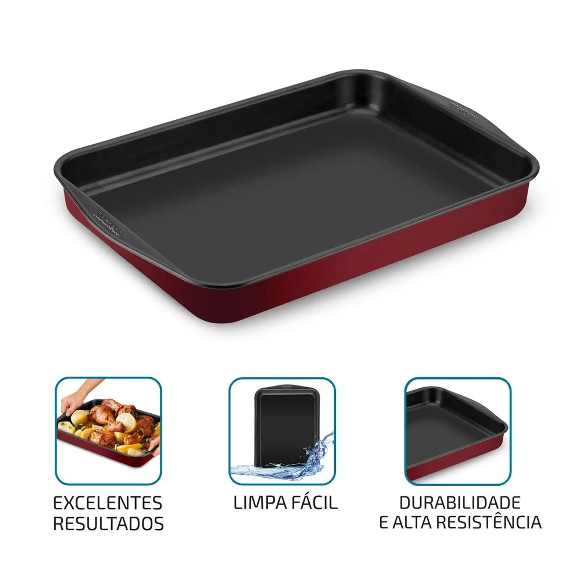 Assadeira Retangular Rochedo Dura+ Antiaderente 44x30cm (87025)
