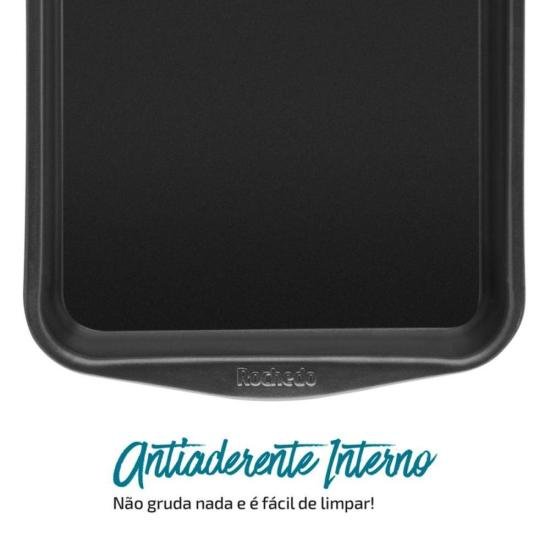 Assadeira Retangular Rochedo Dura+ Antiaderente 44x30cm por 0,00 à vista no boleto/pix ou parcele em até 1x sem juros. Compre na loja Mundomax!