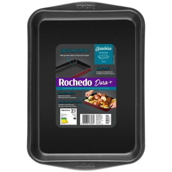 Assadeira Retangular Rochedo Dura+ Antiaderente 44x30cm por 0,00 à vista no boleto/pix ou parcele em até 1x sem juros. Compre na loja Mundomax!