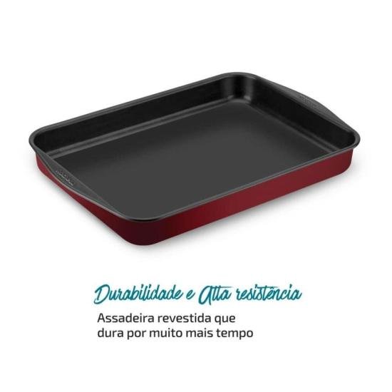 Assadeira Retangular Rochedo Dura+ Antiaderente 44x30cm por 0,00 à vista no boleto/pix ou parcele em até 1x sem juros. Compre na loja Mundomax!