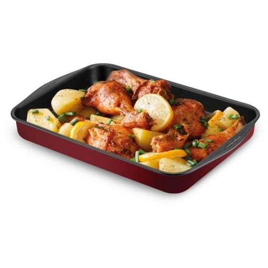 Assadeira Retangular Rochedo Dura+ Antiaderente 37,3x25,4cm por 0,00 à vista no boleto/pix ou parcele em até 1x sem juros. Compre na loja Mundomax!