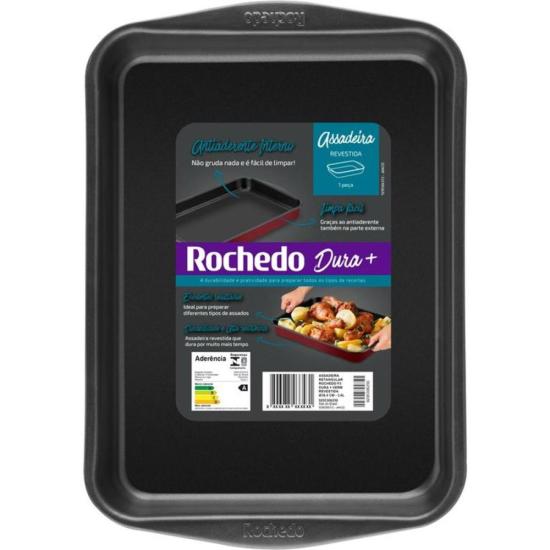 Assadeira Retangular Rochedo Dura+ Antiaderente 37,3x25,4cm por 0,00 à vista no boleto/pix ou parcele em até 1x sem juros. Compre na loja Mundomax!