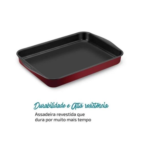 Assadeira Retangular Rochedo Dura+ Antiaderente 37,3x25,4cm por 0,00 à vista no boleto/pix ou parcele em até 1x sem juros. Compre na loja Mundomax!
