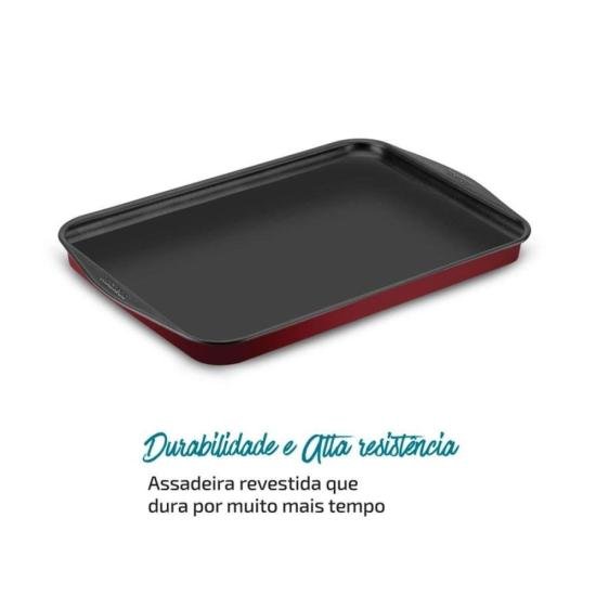 Assadeira Retangular Rochedo Dura+ Antiaderente 37,3x25,5cm por 0,00 à vista no boleto/pix ou parcele em até 1x sem juros. Compre na loja Mundomax!
